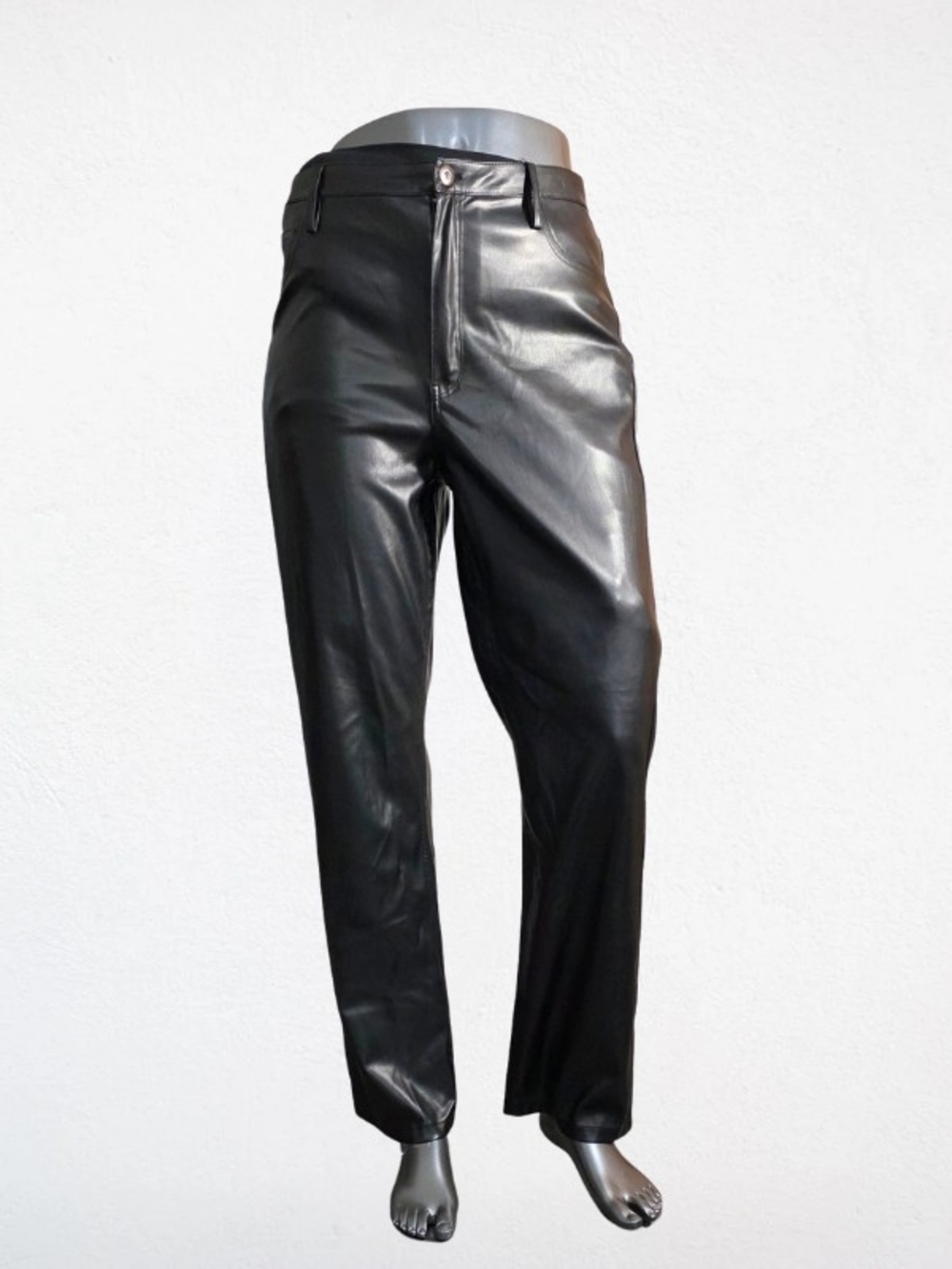 No Boundaries Black Faux Leather Flare Pants